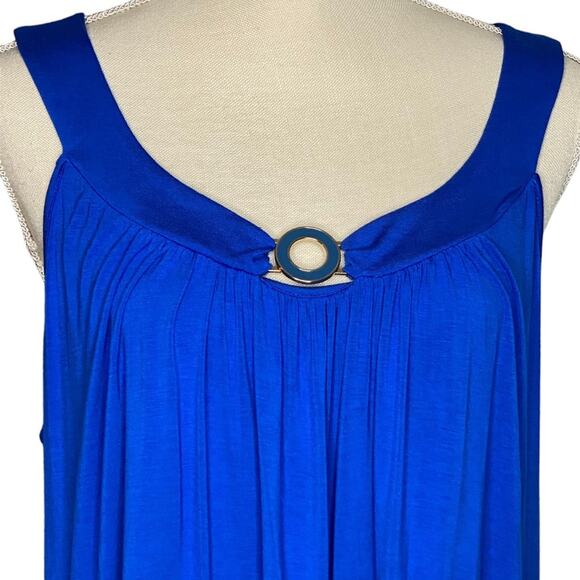 Royal Blue Spense Woman Top w/ Decorative Neckline in Viscose & Spandex Size 1X - Picture 1 of 6